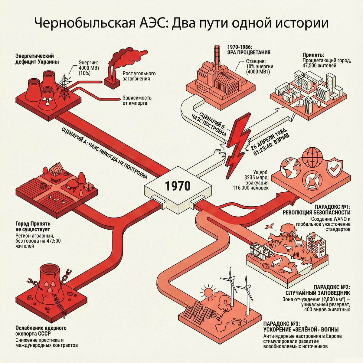 Чернобыльская АЭС: два пути одной истории