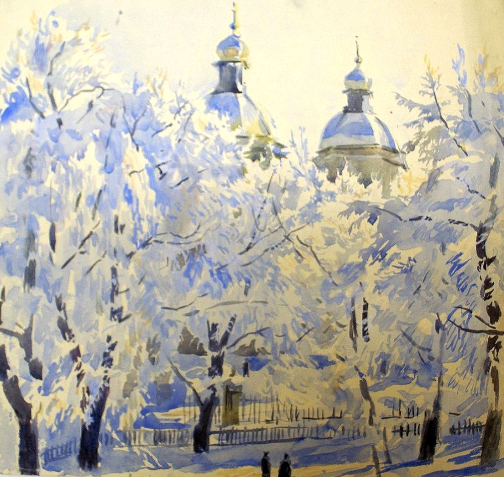 Александр Бенуа "Никольский собор зимой"