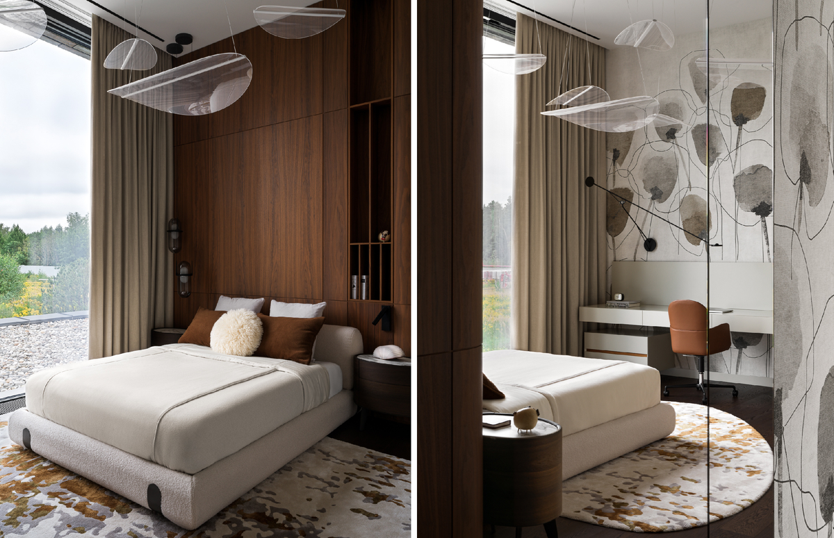 Портьеры Decortier для спальни, изготовленные на подкладке 100% Blackout от Houlès. Проект Decortier x Borosa.