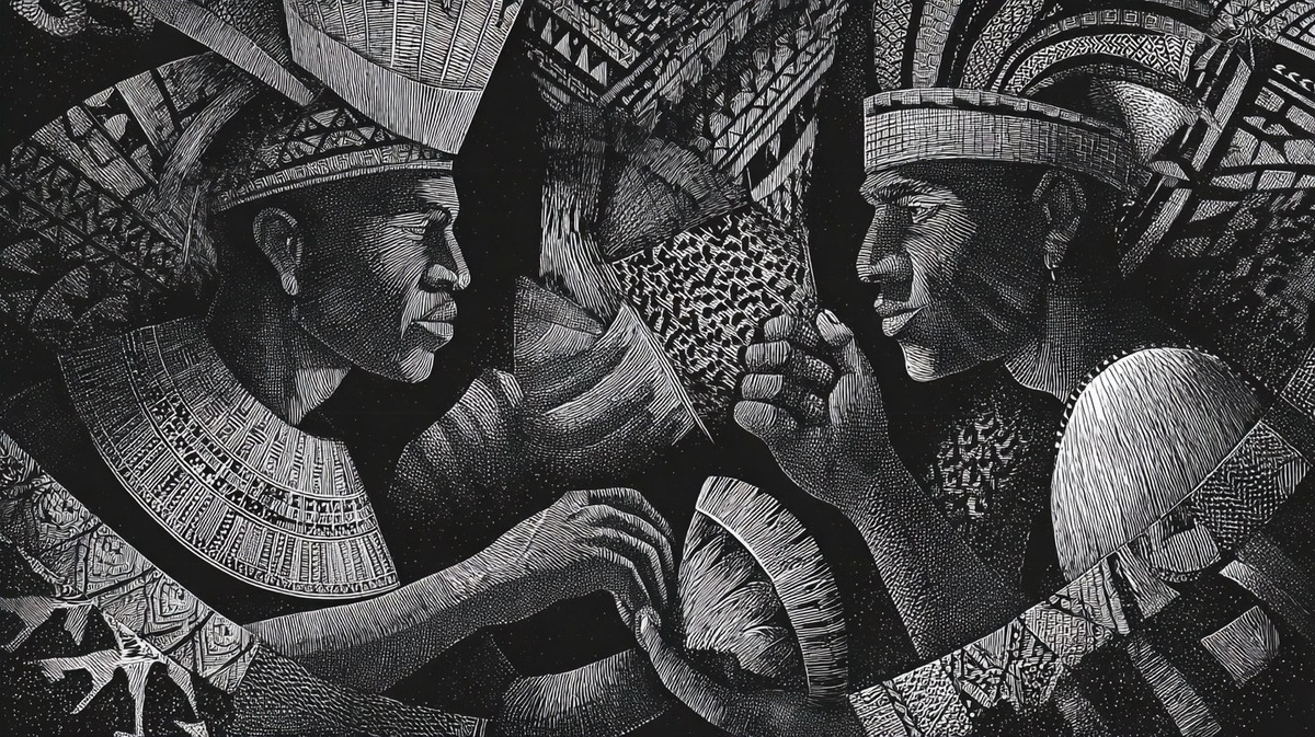 Океания. Обмен родов ценными артефактами и ритуальными камнями.