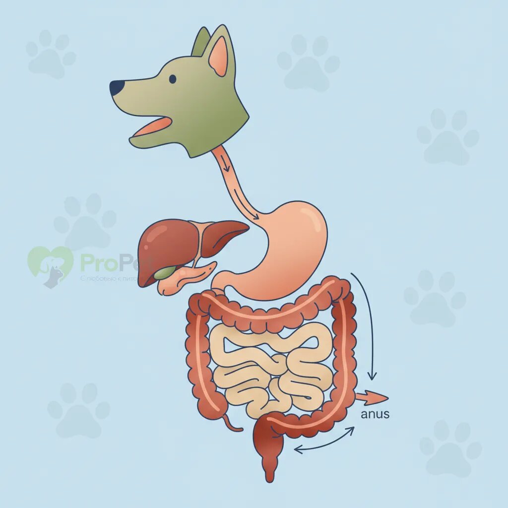 Схема пищеварительной системы собаки