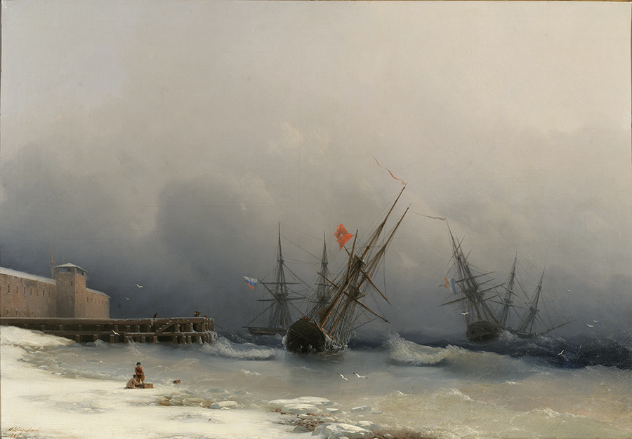 Айвазовский Иван Константинович (1817 – 1900) «Сигнал бури», 1851 год. Холст, масло. Размеры: 81 × 117 см. Тульский музей изобразительных искусств. Фото картины взято из открытых источников.