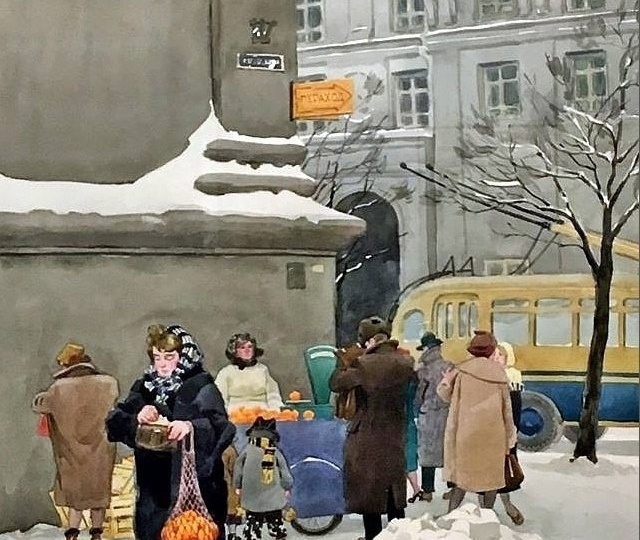 Магия детства и зимних апельсинов в акварелях Анатолия Волкова