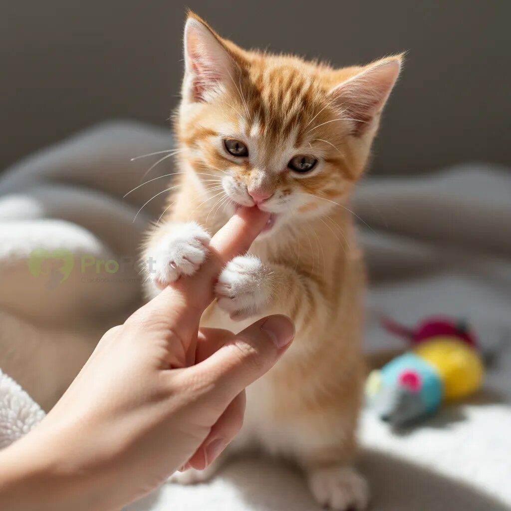Котёнок кусается во время игры