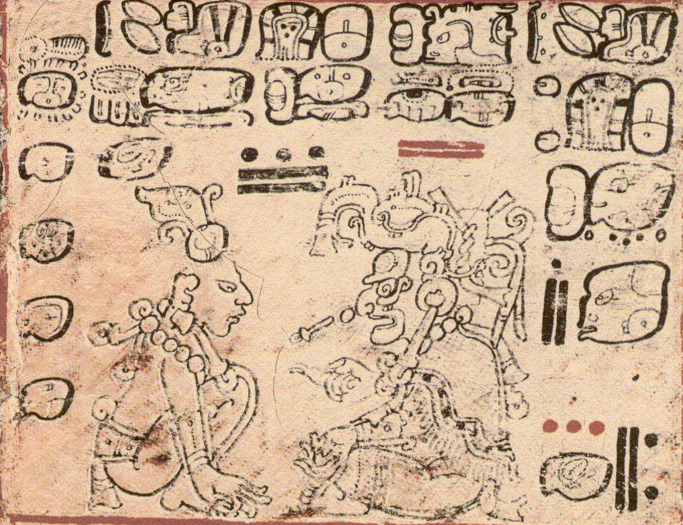Фрагмент страницы одного из кодексов майя