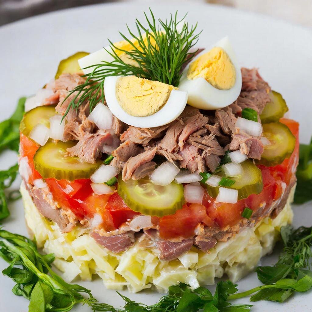 Салат с мясом: Сытное и Ароматное Блюдо для Вашего Стола 