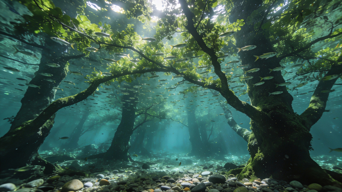     Фото: Recraft AI Климатологи предлагают затапливать древесину из бореальных лесов в глубоководных районах Арктики.