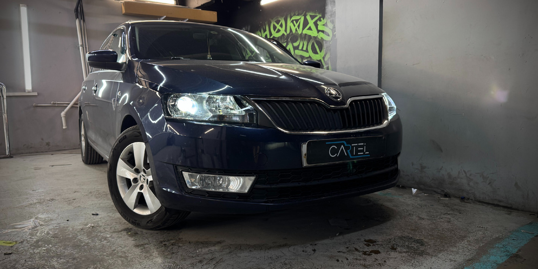 Улучшение света фар. Тюнинг фар. Установка Bi-led линз Skoda Rapid.