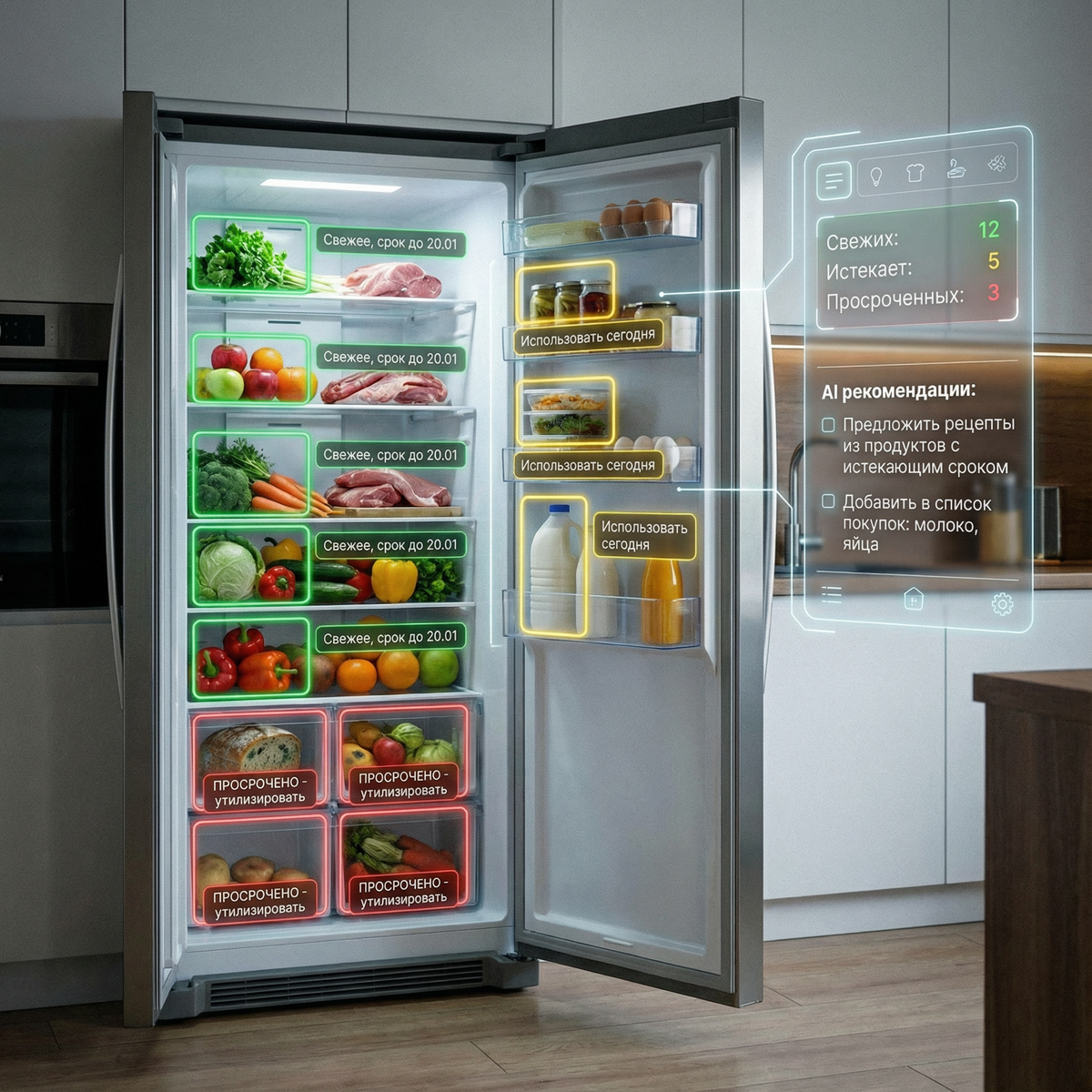 Умный холодильник 2026: ИИ следит за сроками годности и подсказывает, что приготовить