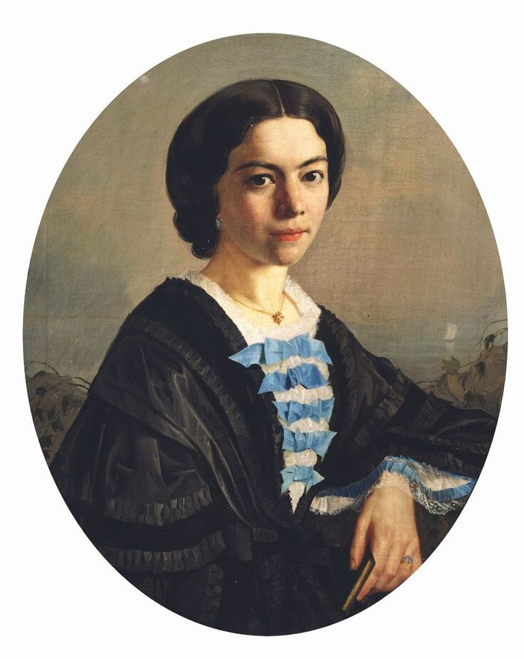 Г. Г. Мясоедов «Портрет Елизаветы Михайловны Кривцовой, жены художни¬ка», 1861 год. Холст, масло. Размеры: 71 x 58 см. Тульский музей изобразительных искусств. Фото картины взято из открытых источников.