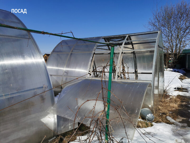 Счистил снег с теплицы - испортил поликарбонат, не счистил - испортил теплицу