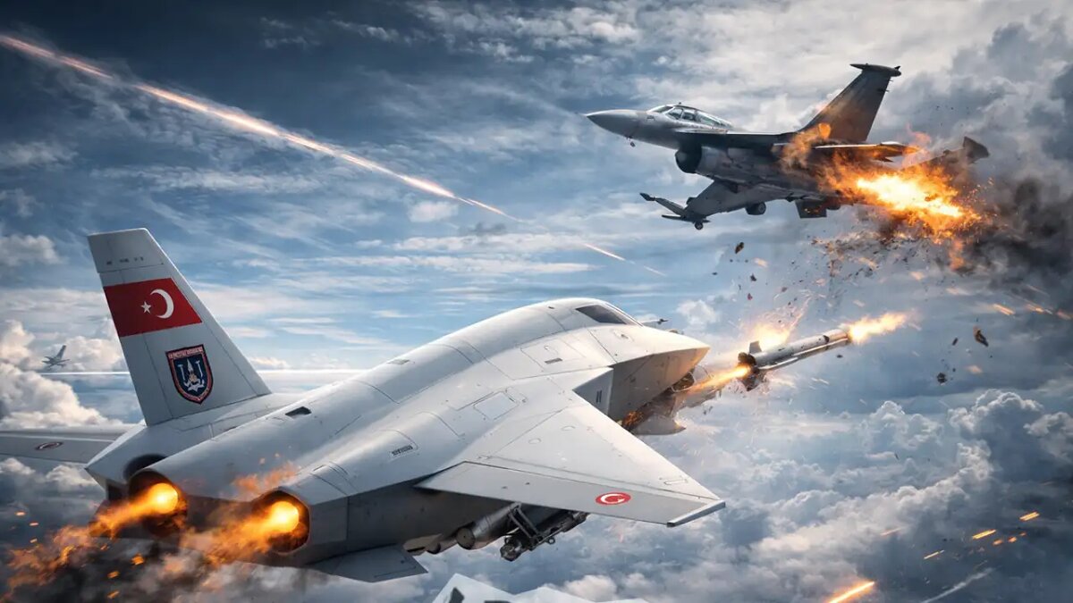    3D-визуализация турецкого истребителя в небе. © «Ридус»