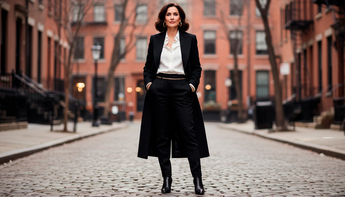 Французский шик в трёх цветах! Чёрное приталенное пальто, белая рубашка, золотые украшения — это не просто одежда, это персона. Чёрный поглощает свет и создаёт глубину, белый освежает лицо, золото добавляет роскошь.