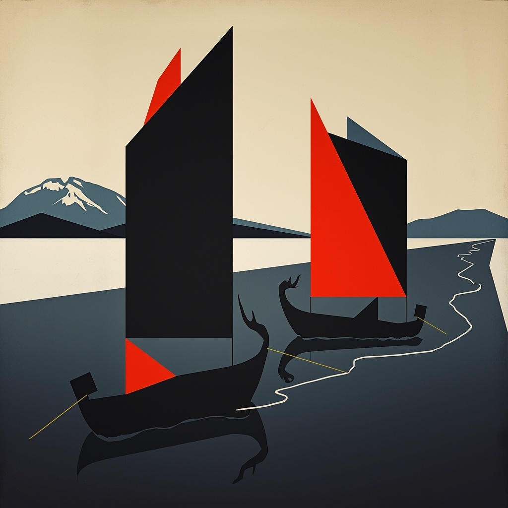 Ладья хольмгаров из романа «Где дуб шепчет». Иллюстрация: Leonardo.AI