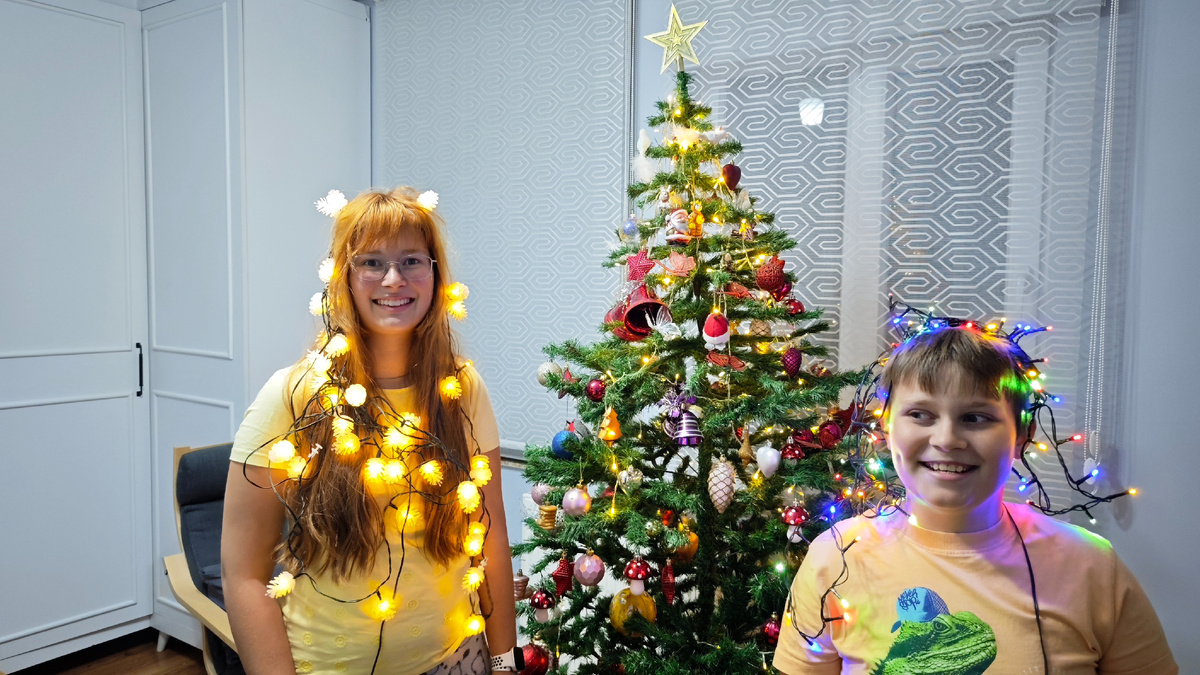 Наша елка. и гирлянды. И у них экзаменя