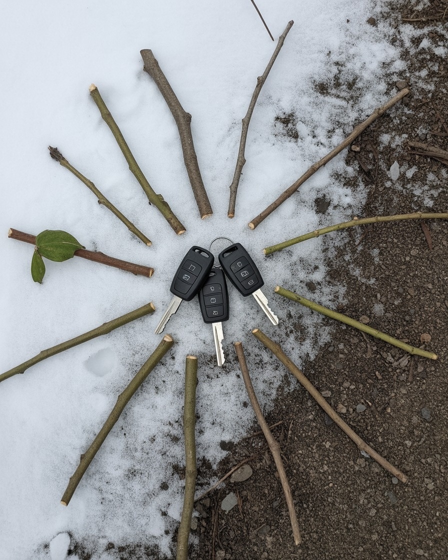 Композиция какк объект; ♦ Объект из веточек и ключей похожий на солнце; ♦ Нечто похожее на солнце; ♦ Сегодня, когда я бегал по лесу, я потерял ключи от машины.
Когда маршрут закончился, я пошёл обратно тем же путём, готовясь скорее к худшему, чем к чуду… но вместо этого увидел нечто по-настоящему необыкновенное.
На земле лежал небольшой круг из веток — словно простой природный знак, — а прямо в самом центре аккуратно находились мои ключи.
Какой-то добрый, незнакомый мне человек нашёл их и оставил таким продуманным образом, чтобы я мог легко заметить и забрать их.
В мире, который часто спешит и редко обращает внимание на других, такие маленькие поступки значат больше, чем тысяча слов.
От всего сердца благодарю этого человека. Я не знаю, кто ты, но сегодня ты был моим героем. ♦ https://www.facebook.com/permalink.php?story_fbid=pfbid0pSbZDE57r9Cvr6ybysu8ScDpDFGnCmyTsSZkVNcbLvuytp89W2N85HqL7eQDvxY4l&id=100080933883640