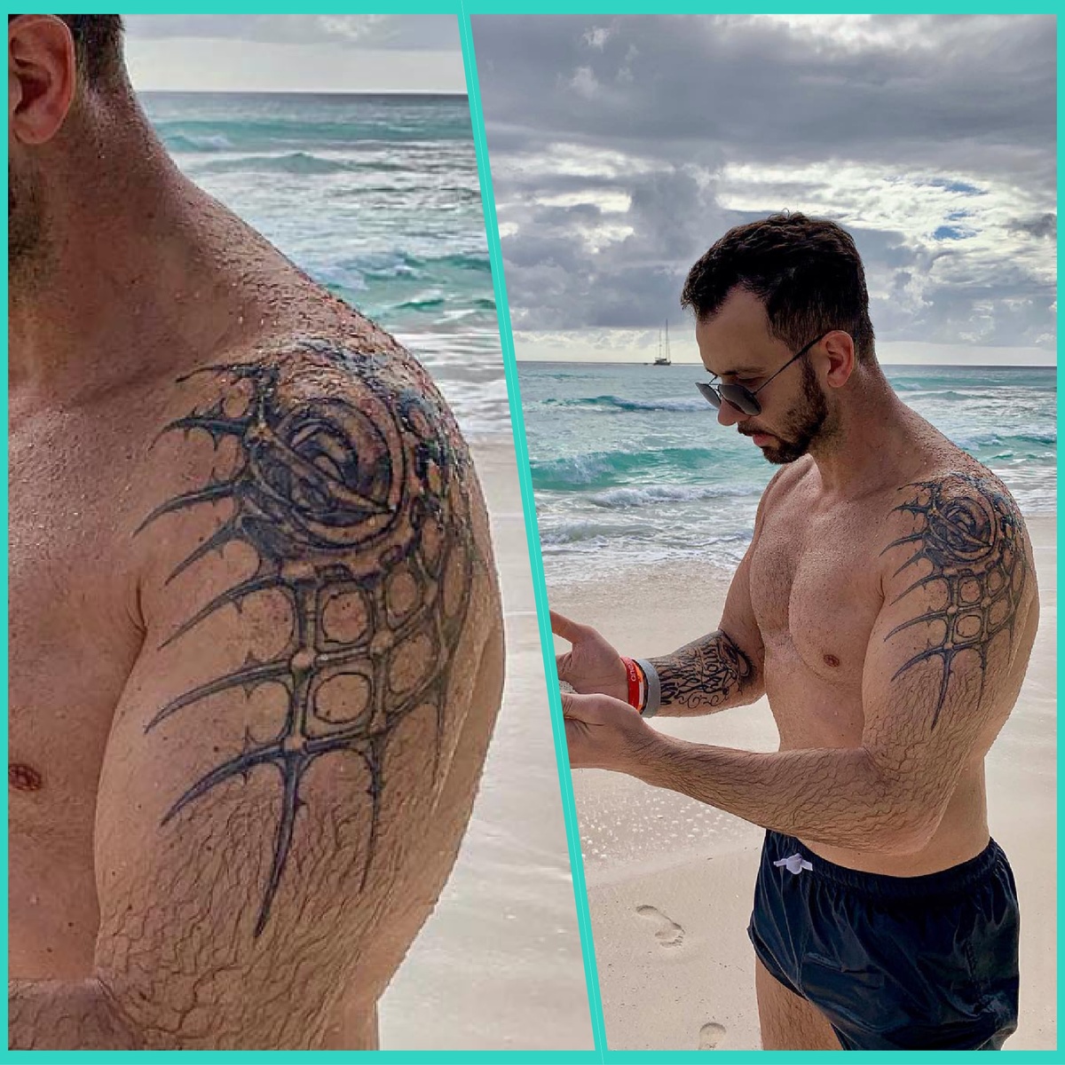 Брутальная биомеханическая татуха очень даже к лицу накаченному Денису Кляверу