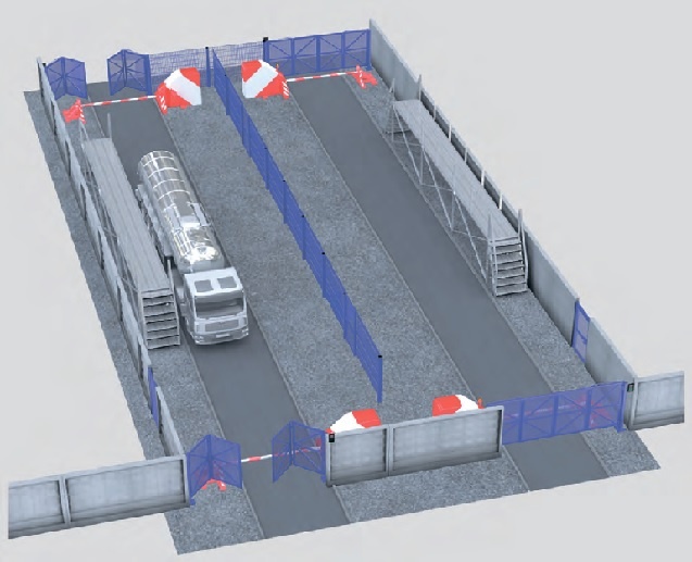 Расположение противотаранных устройств на автотранспортном КПП