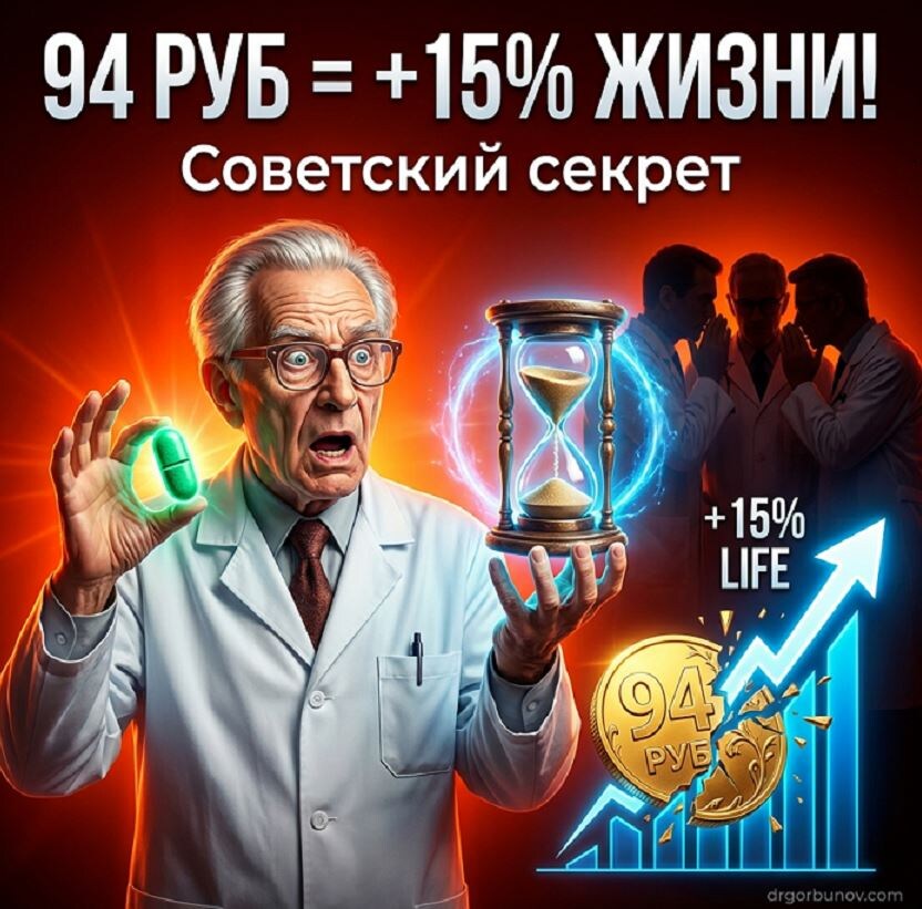 Копеечное лекарство  продлевает жизнь на 15% . Советсткое открытие