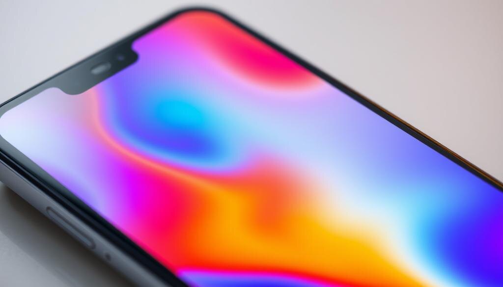    Смартфон с AMOLED-дисплеем, яркий цвет, удобный в руках