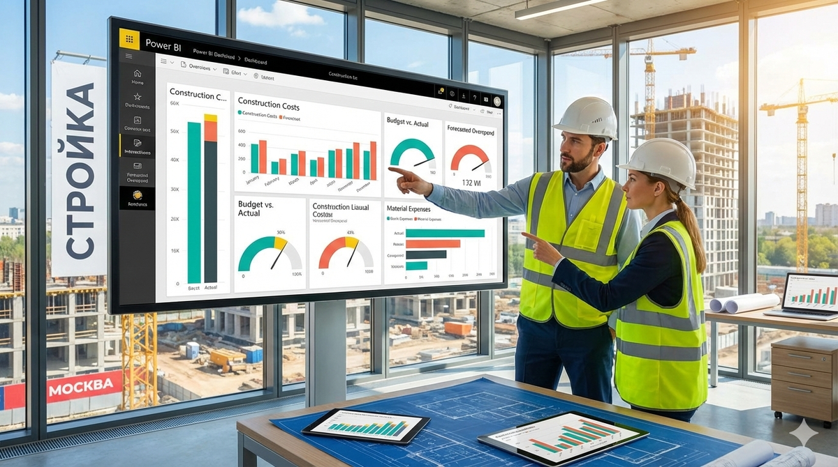 Дашборды по расходам на строительство в Power BI