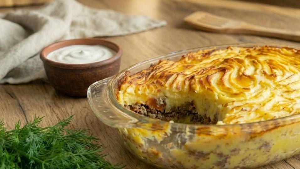 Картофельная запеканка с мясным фаршем "как в детстве": секрет сочности и румяной корочки.
