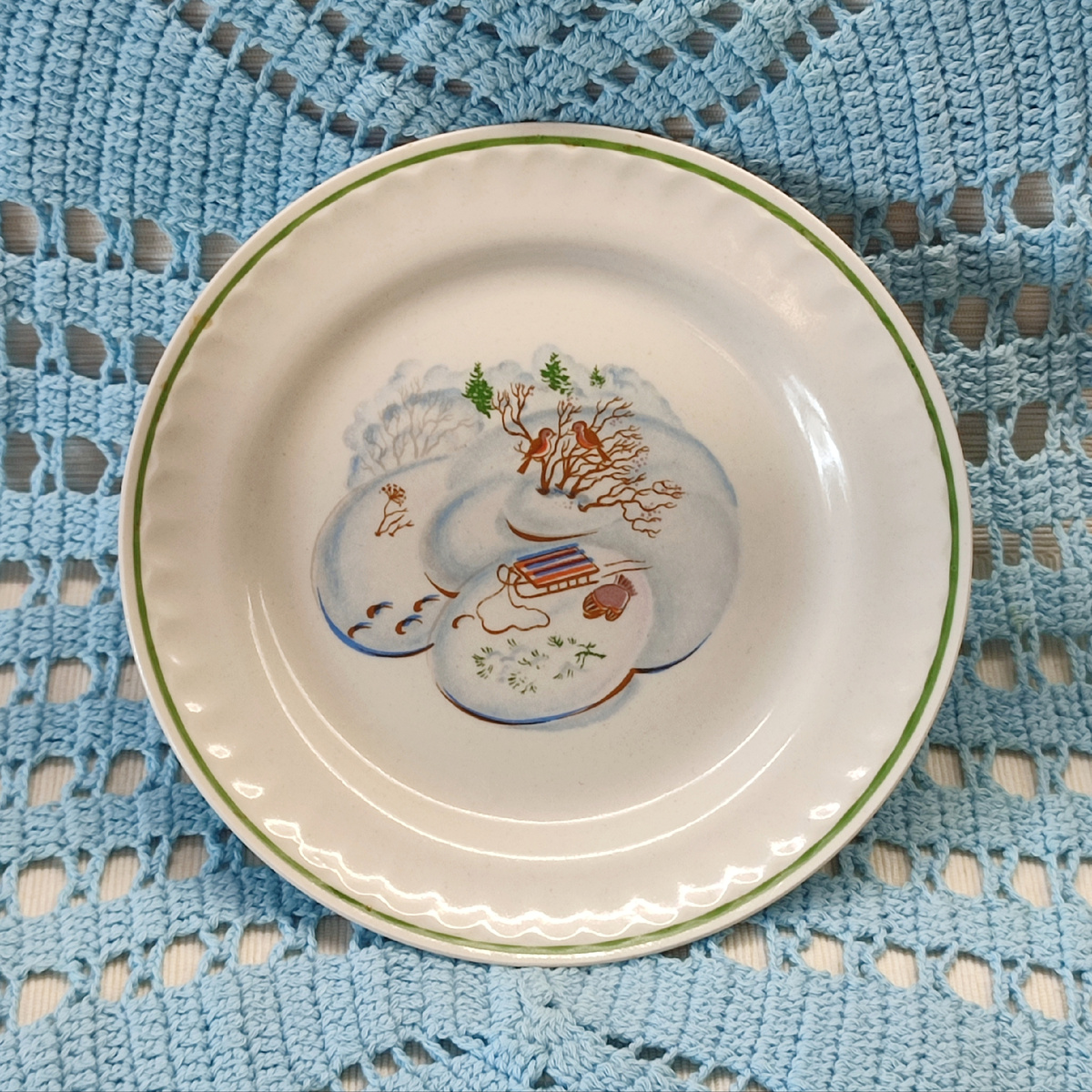 Блюдце с зимним пейзажем, Прокопьевск, 1976-86 гг, 100 руб