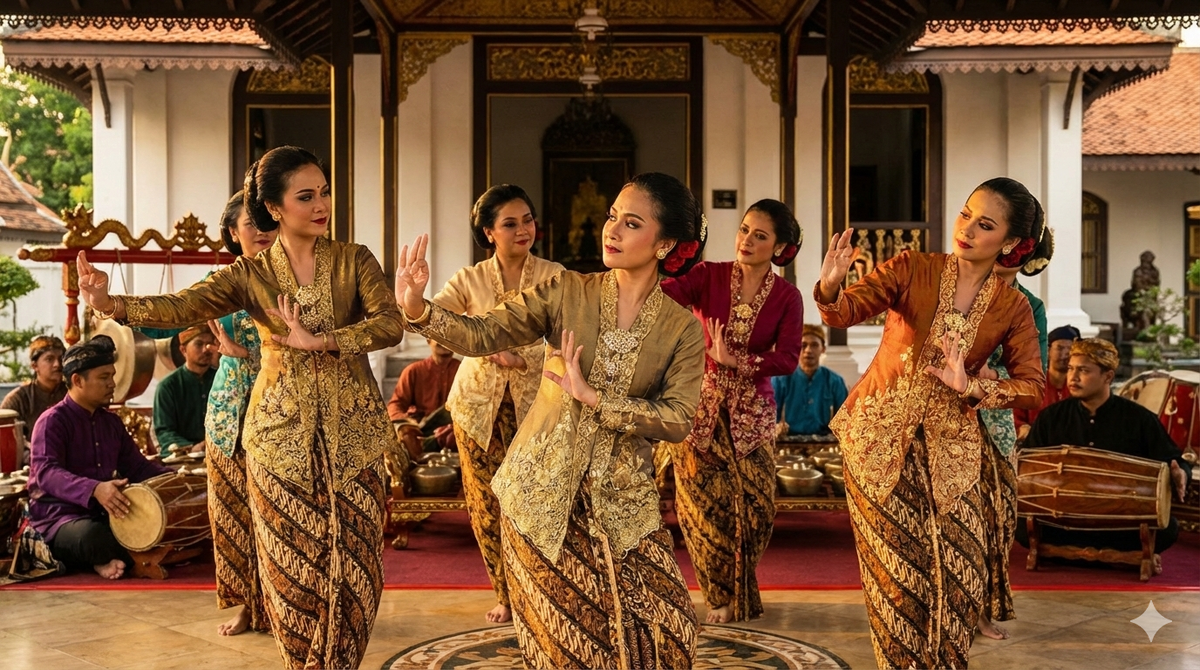 «Тари Инaнг» («Танец плавных жестов»). Изображение сгенерировано нейросетью Gemini.