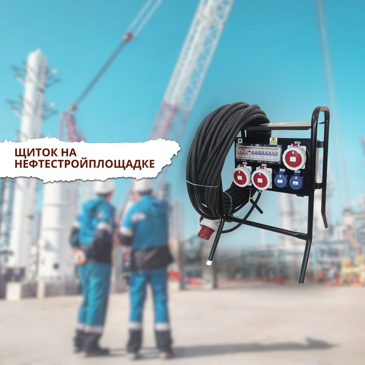 Рис. 1 Готовое распределительное устройство на стойке из стеклопластика.