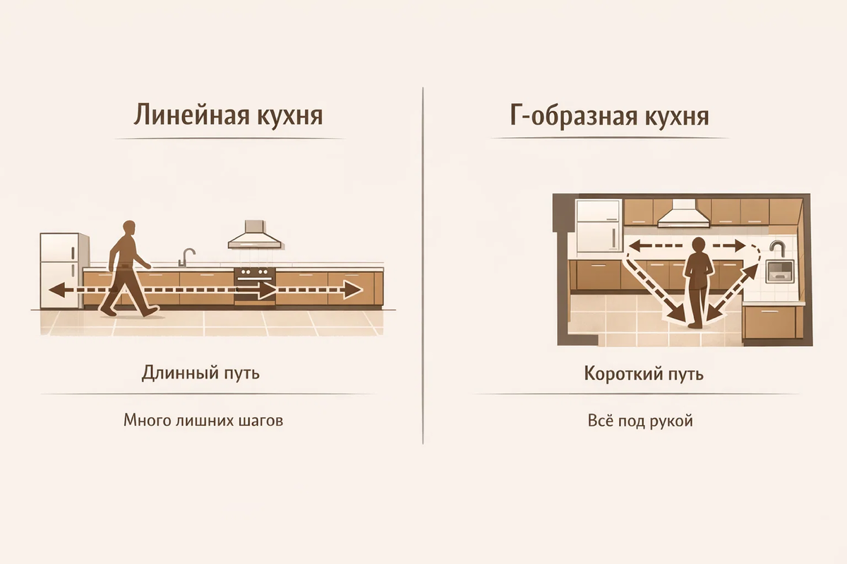 Инфографика: «Идеальный "рабочий треугольник" на вашей кухне».