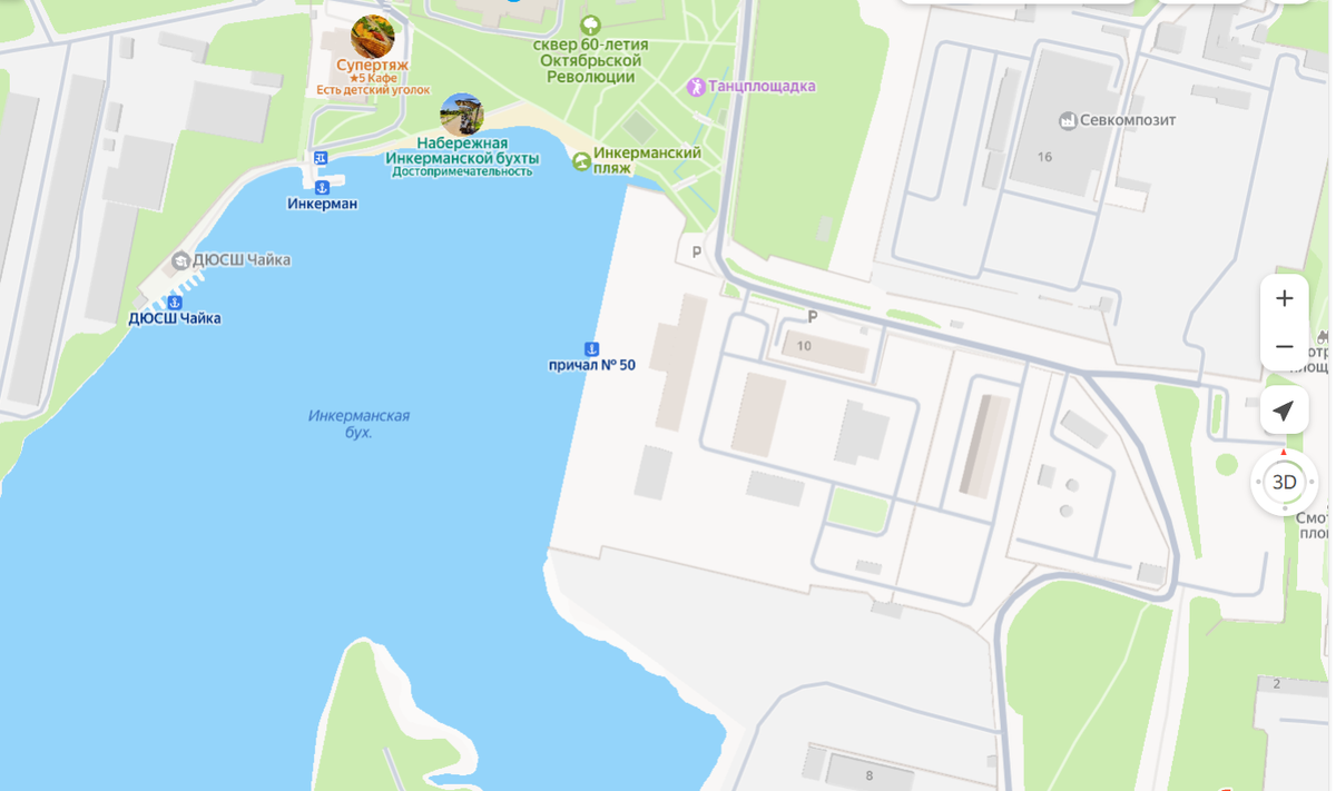 Причал №50. Сейчас какие-то здания, а тогда просто горы песка.