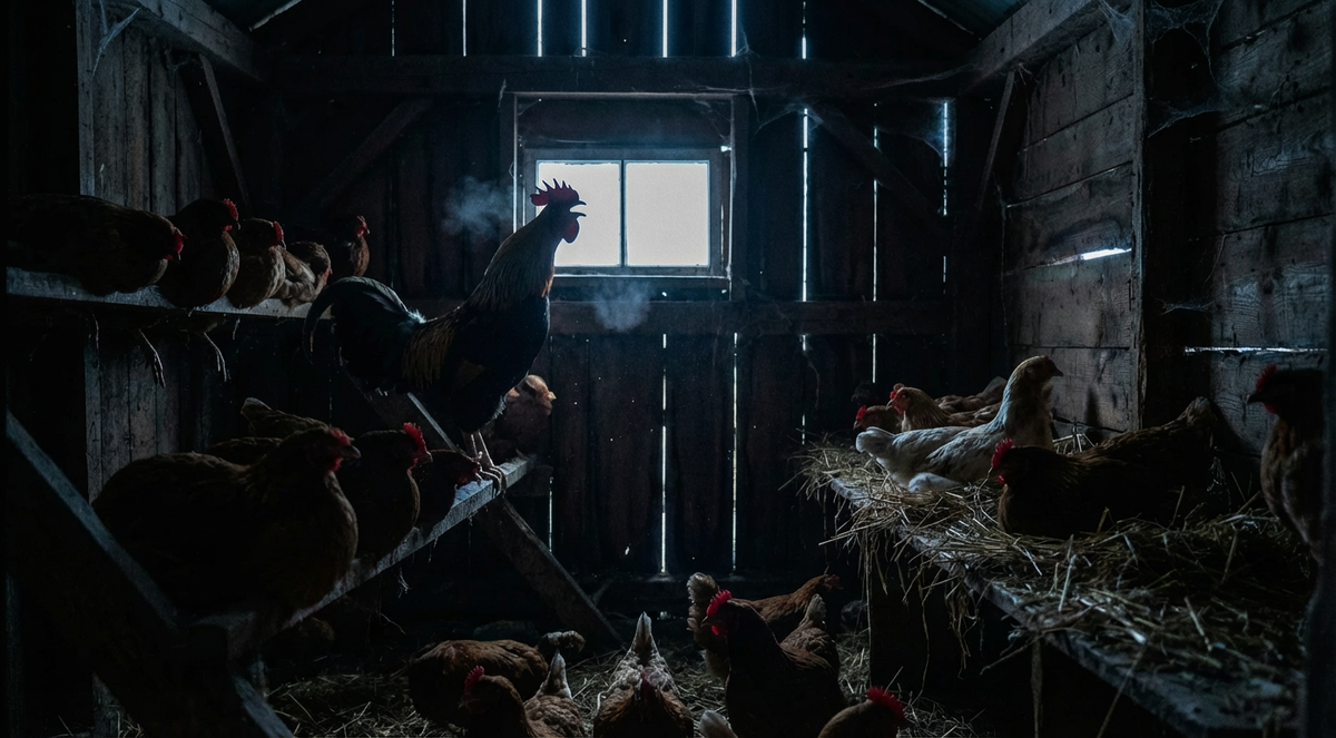 Крик петуха предвещает скорый рассвет. В это время все ходячие мертвецы должны быть снова в своих могилах 