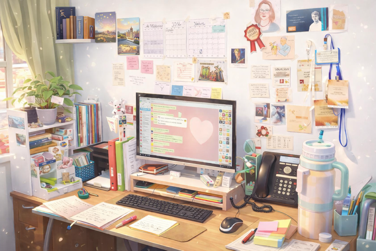 ИИ поигрался с реальными фотографиями моего рабочего стола и получилось очень мило! И хаотично (что правда)... 