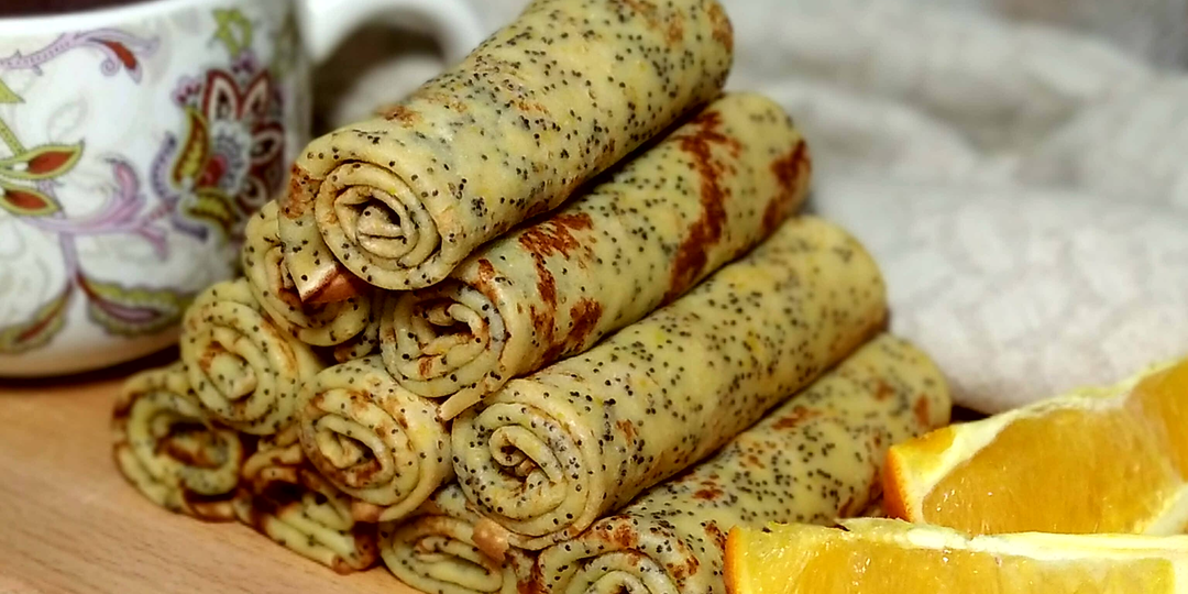 Блинчики апельсиновые с маком. Рецепты на Масленицу