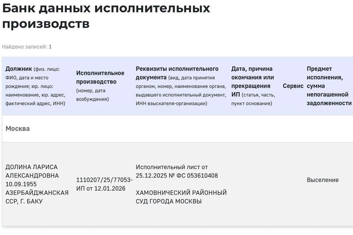    Скриншот с сайта ФССП