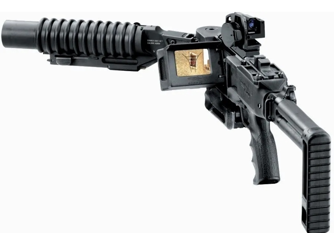 Классическая конфигурация CornerShot. Оператор видит на экране то, что «видит» камера на конце ствола, и может вести прицельный огонь, не подставляясь под ответный выстрел.