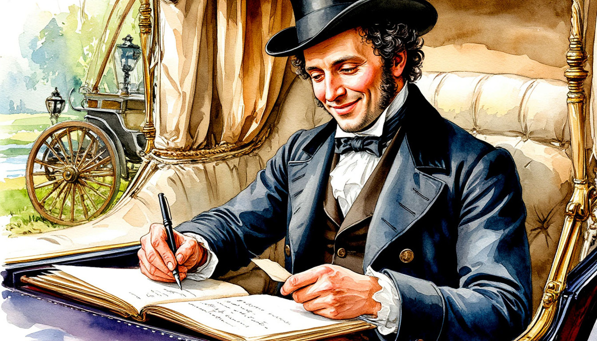 ИИшенька тоже умеет шутить и пририсовала гению русской поэзии ручку вместо пера :)