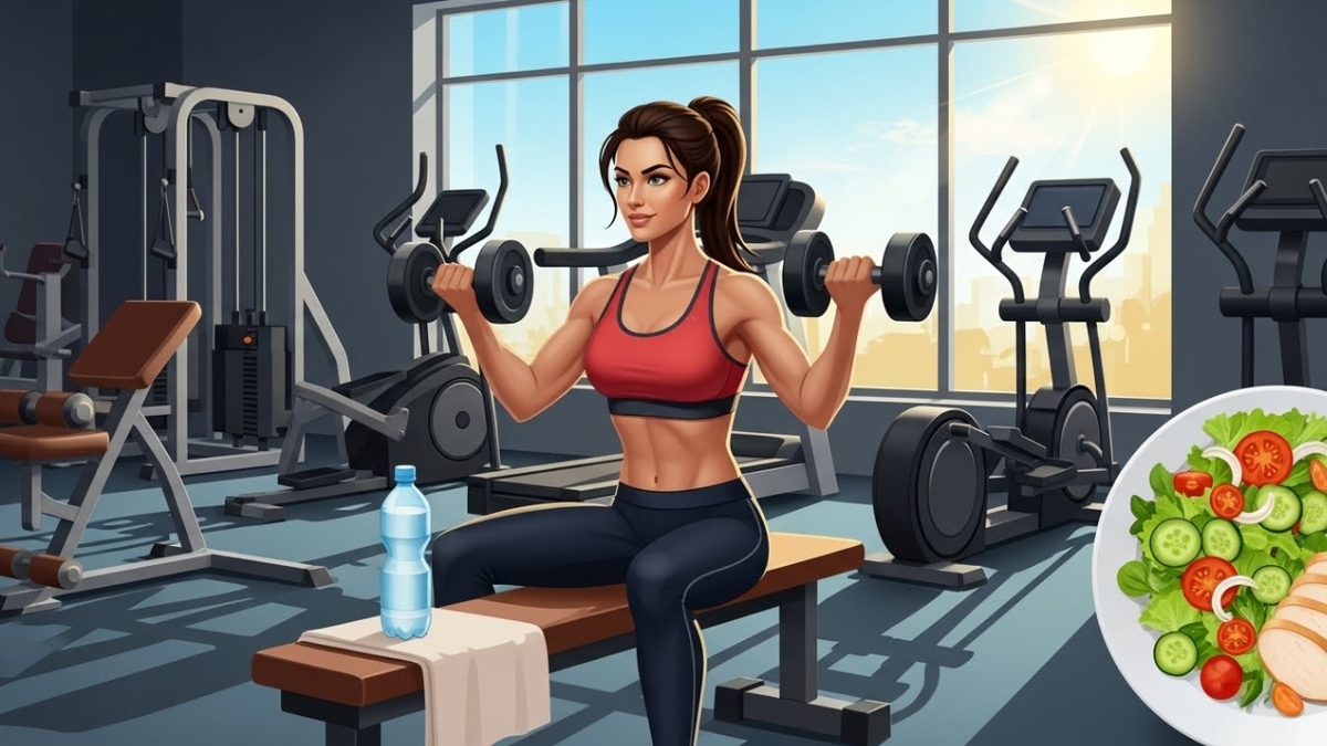 Спортивная женщина в тренажерном зале, энергично поднимающая штангу.