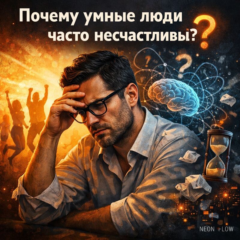 Вы замечали, что самые думающие и талантливые люди часто недовольны жизнью?
При этом те, кто «попроще», иногда выглядят куда счастливее. Совпадение? Совсем нет.

Я долго наблюдал за этим и понял одну важную вещь, о которой редко говорят вслух.

🧠 Ум — это не только преимущество

Когда человек много думает, он:

прокручивает в голове прошлые ошибки

тревожится о будущем

сравнивает себя с другими

анализирует каждое решение

В итоге мозг почти не отдыхает. Даже когда всё хорошо, он ищет, где может быть плохо.

Простой пример:
два человека теряют работу.
Один говорит: «Ладно, найду что-то ещё» — и идёт дальше.
Другой начинает: «А вдруг я никому не нужен? А если больше не возьмут? А что подумают близкие?»

Кто из них будет спать спокойнее?

⚠️ Перфекционизм как ловушка

Умные люди часто хотят делать всё идеально.
Но идеала не существует.

Поэтому внутри постоянно живёт ощущение:

«я мог лучше»

«недостаточно стараюсь»

«другие добились большего»

Это выматывает сильнее любой физической работы.

💡 В чём тогда выход?

Парадоксально, но счастье чаще приходит не через «подумать ещё», а через разрешить себе жить проще.

Что реально помогает:

✔️ ограничивать поток новостей и соцсетей
✔️ делать что-то руками, не для результата, а для процесса
✔️ позволять себе ошибки без самобичевания
✔️ иногда говорить: «достаточно хорошо — это достаточно»

Это не про глупость.
Это про заботу о себе.

🤔 А вы замечали такое?

Среди ваших знакомых тоже самые умные — самые тревожные?
Или, наоборот, всё совсем не так?

Напишите в комментариях, интересно сравнить наблюдения 👇
Иногда чужой опыт помогает понять себя лучше.