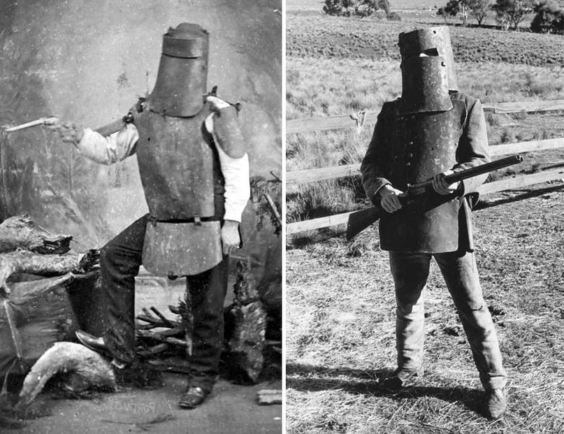 Позирующие полицейские в доспехах банды Неда Келли