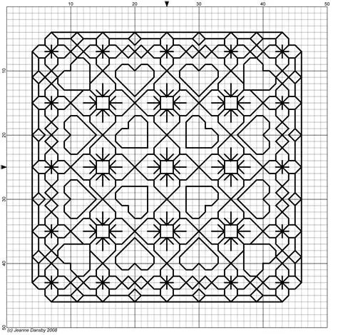 Пример схемы для вышивки в стиле блэкворк швом вперед иголку.