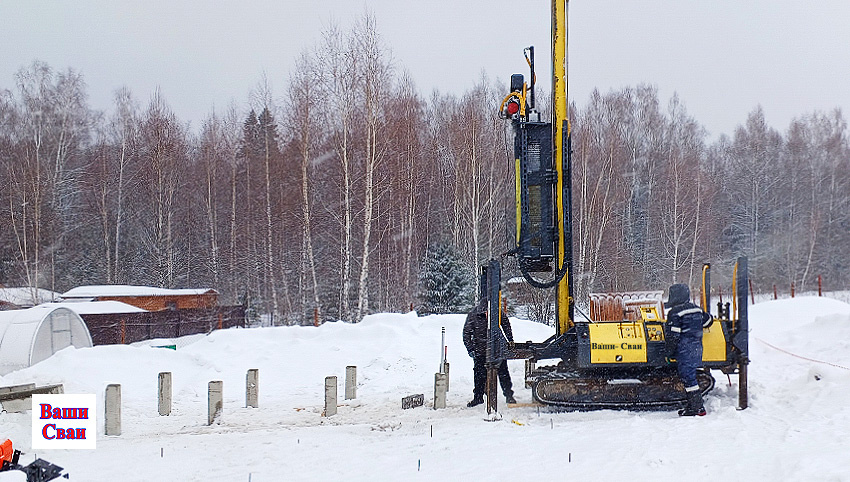 Монтаж Жб свай под ключ зимой
