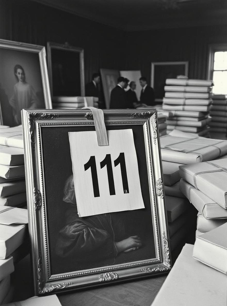 Главное свидетельство. Картина с биркой-приоритетом. Цифра «1» означала: грузить в первую очередь, спасти любой ценой.