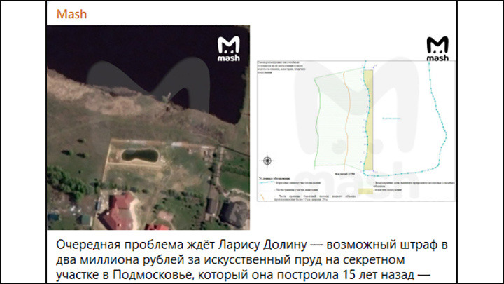    У Ларисы Долиной ещё одна неприятность. Теперь она может потерять пруд. Фото: ТГ-канал MASH
