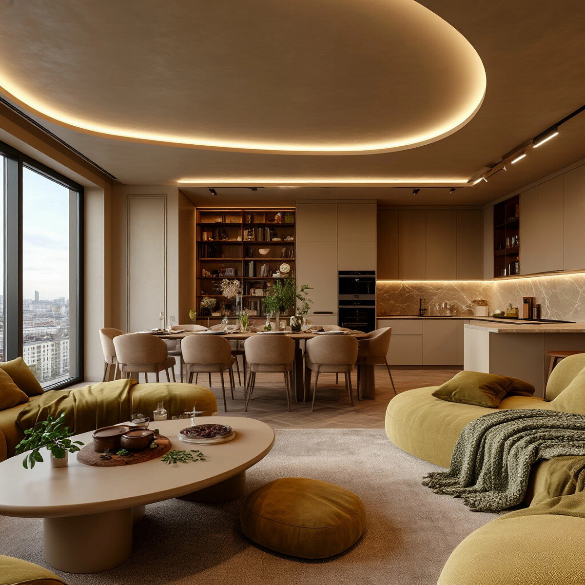 Кухня-гостиная для Тельцов. Дизайн интерьера студия дизайна АрхиКомфорт