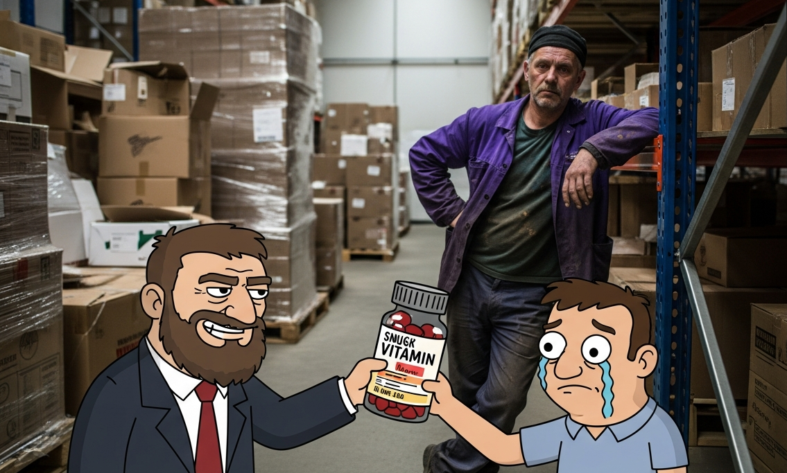 Слева — хитрый селлер, который знает, что толкает фуфло. Справа — ты, когда веришь в «-90% скидку». А посередине — тот, кто этот развод каждый день и ничего не может поделать с этим.. Просто пикет штрихкод.