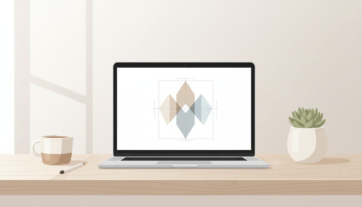 Процесс создания логотипа с помощью нейросети в рабочей обстановке.