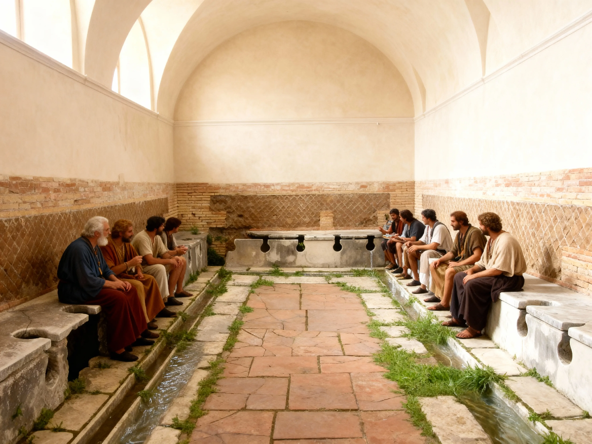 Перед вами не археологическая диковинка, а рабочее место римского нетворкера. Эти сиденья видели больше закрытых сделок и политических интриг, чем иные сенатские комитети. Забудьте о приватности — здесь рождалась социальная ткань целой империи.