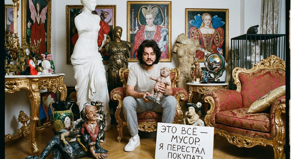 Филипп Киркоров, известный эстрадный исполнитель, временно меняет свой жизненный уклад и отказывается от привычного времяпрепровождения. Фото: нейросеть