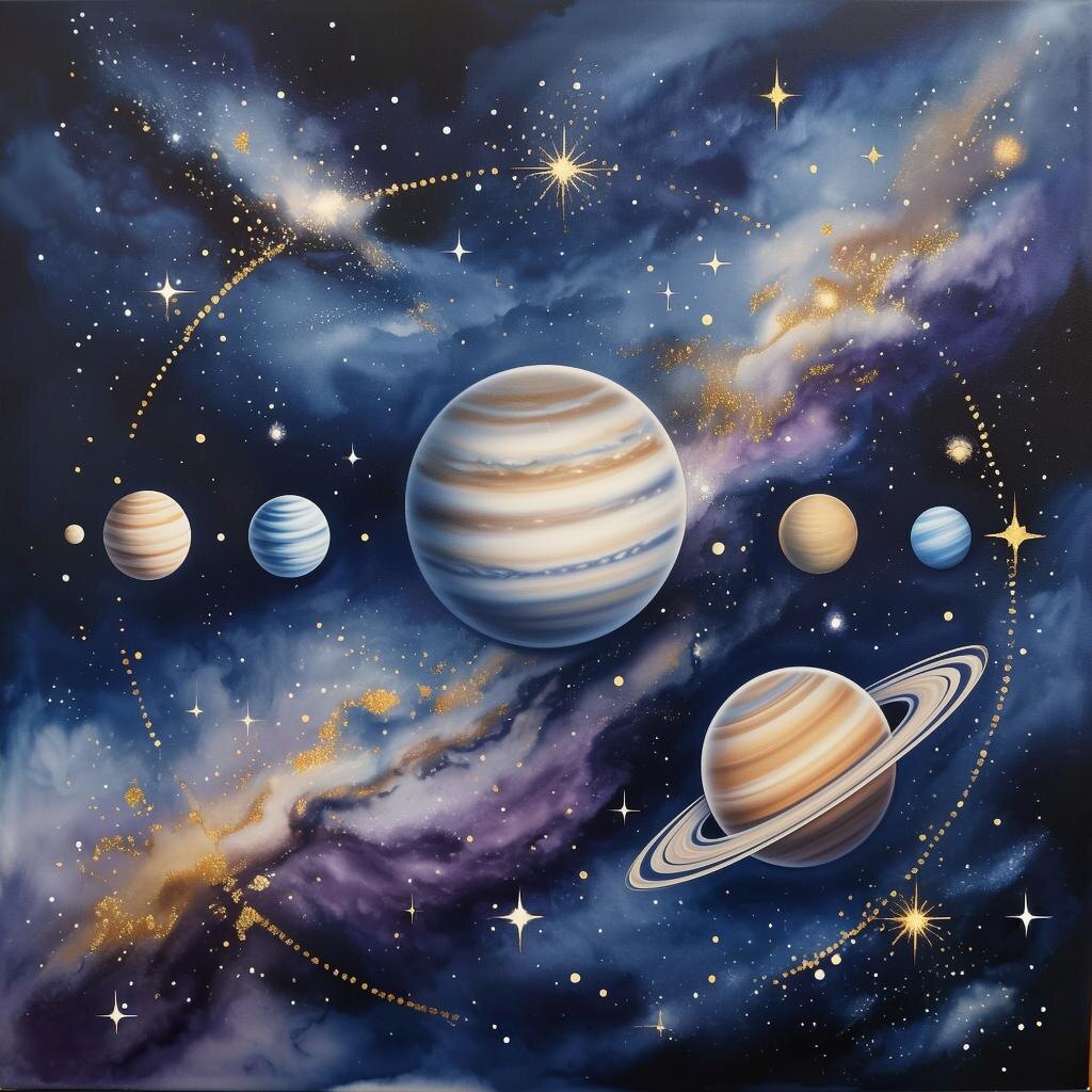 Планеты. Иллюстрация сгенерирована нейросетью